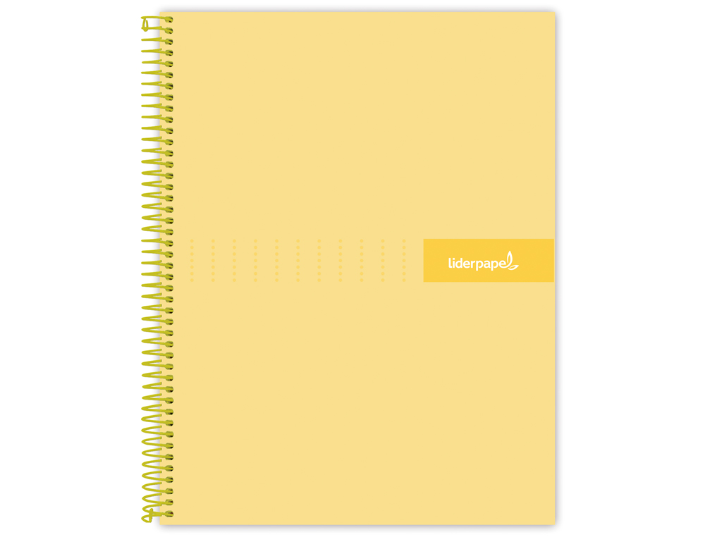 CAHIER SPIRALE LIDERPAPEL CRAFTY COUVERTURE CONTRECOLLE A5 240P 90G/M2 5X5MM MICROPERFOR 6 TROUS COLORIS JAUNE