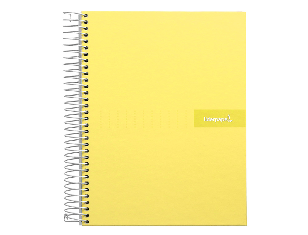 CAHIER SPIRALE LIDERPAPEL CRAFTY COUVERTURE CONTRECOLLE A5 240P 90G/M2 5X5MM MICROPERFOR 6 TROUS COLORIS JAUNE