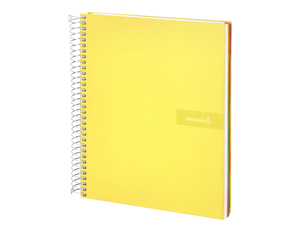 CAHIER SPIRALE LIDERPAPEL CRAFTY COUVERTURE CONTRECOLLE A5 240P 90G/M2 5X5MM MICROPERFOR 6 TROUS COLORIS JAUNE