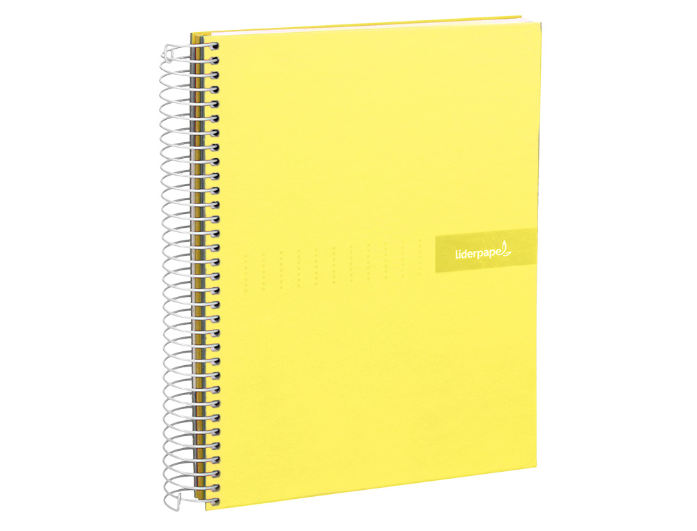 CAHIER SPIRALE LIDERPAPEL CRAFTY COUVERTURE CONTRECOLLE A5 240P 90G/M2 5X5MM MICROPERFOR 6 TROUS COLORIS JAUNE