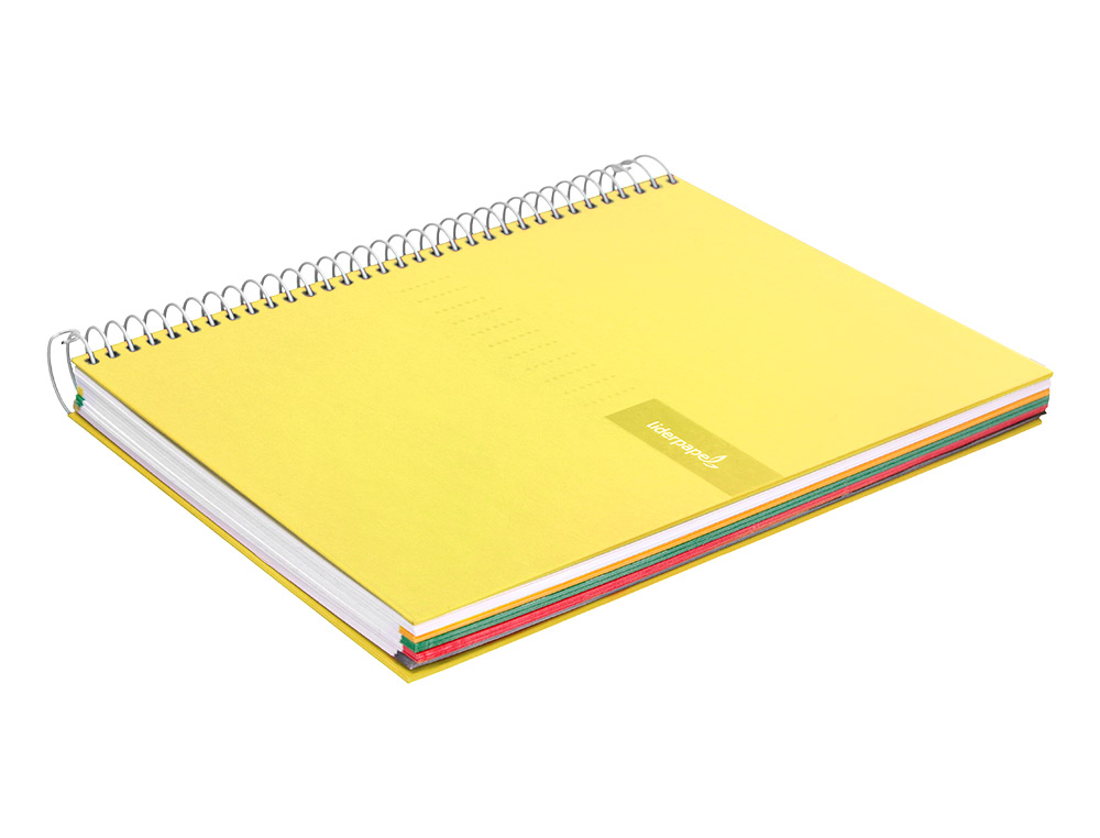 CAHIER SPIRALE LIDERPAPEL CRAFTY COUVERTURE CONTRECOLLE A5 240P 90G/M2 5X5MM MICROPERFOR 6 TROUS COLORIS JAUNE