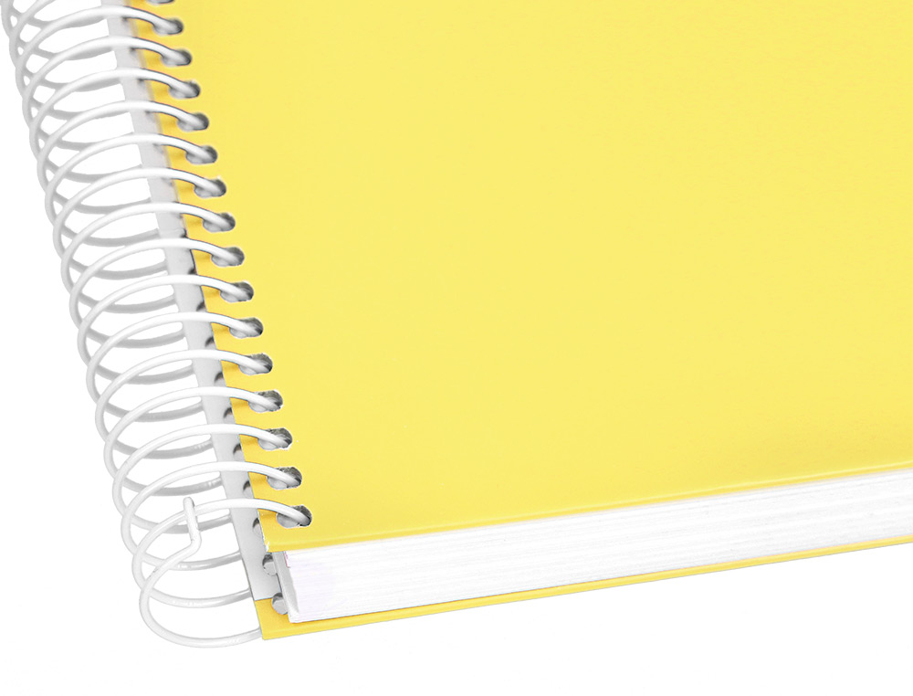 CAHIER SPIRALE LIDERPAPEL CRAFTY COUVERTURE CONTRECOLLE A5 240P 90G/M2 5X5MM MICROPERFOR 6 TROUS COLORIS JAUNE