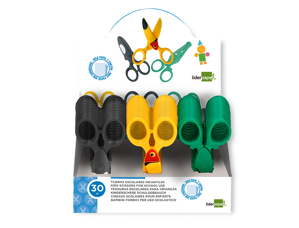 CISEAUX LIDERPAPEL 2-5ANS LAMES PLASTIQUES BOUTS RONDS NE COUPENT NI CHEVEUX NI VETEMENTS LONGUEUR 12CM