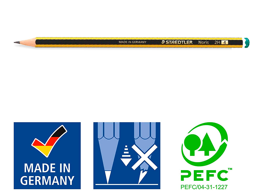 CRAYON GRAPHITE STAEDTLER NORIS 120 2H HEXAGONAL MINE 2MM TRÈS RÉSISTANTE