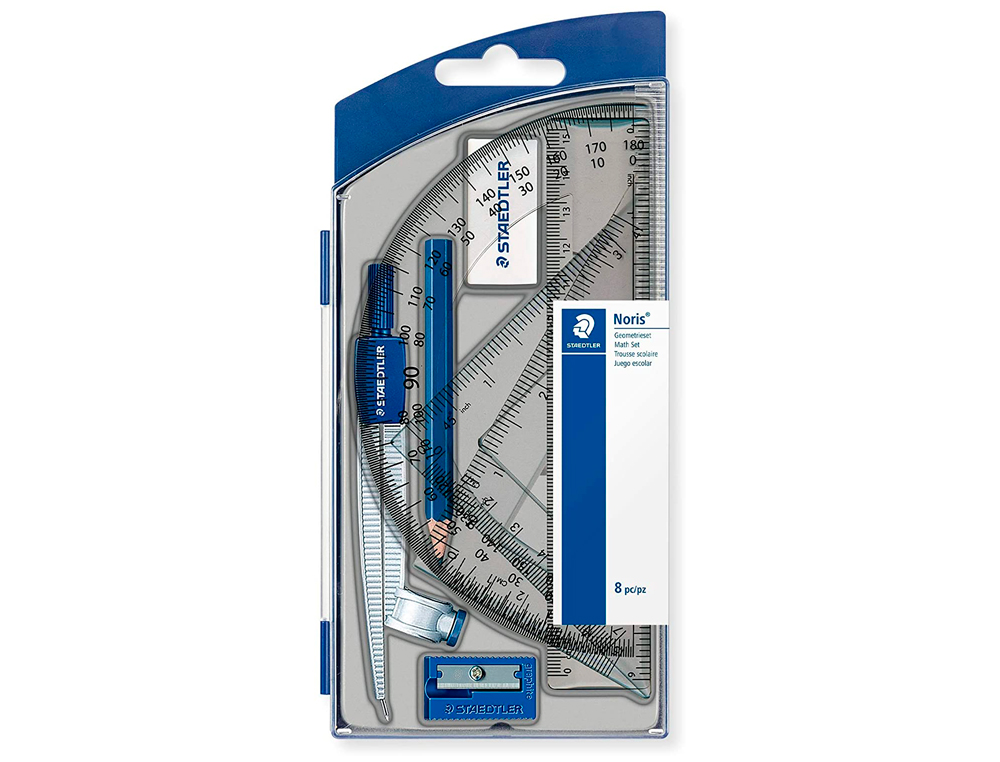SET TRAÇAGE STAEDTLER NORIS CLUB 550 COMPAS SCOLAIRE PRÉCISION UNIVERSELLE CRAYON GRAPHITE GOMME TAILLE-CRAYONS 8 PIÈCES