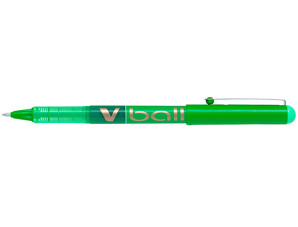 ROLLER PILOT VBALL 1.0 ÉCRITURE 0.7MM ENCRE LIQUIDE NIVEAU VISIBLE POINTE CONIQUE 1MM CLIP MÉTAL COLORIS VERT