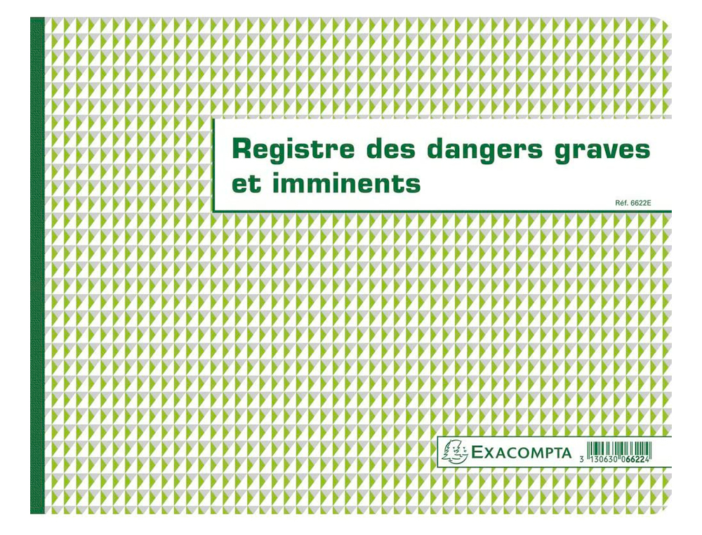 REGISTRE DANGERS GRAVES ET IMMINENTS PIQUÉ EXACOMPTA 240X320MM 20 PAGES