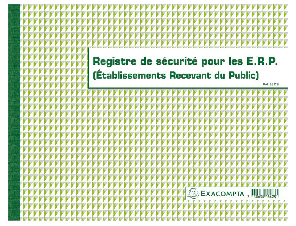 REGISTRE SÉCURITÉ POUR ÉTABLISSEMENTS RECEVANT DU PUBLIC EXACOMPTA PIQUÉ 240X320MM 32 PAGES