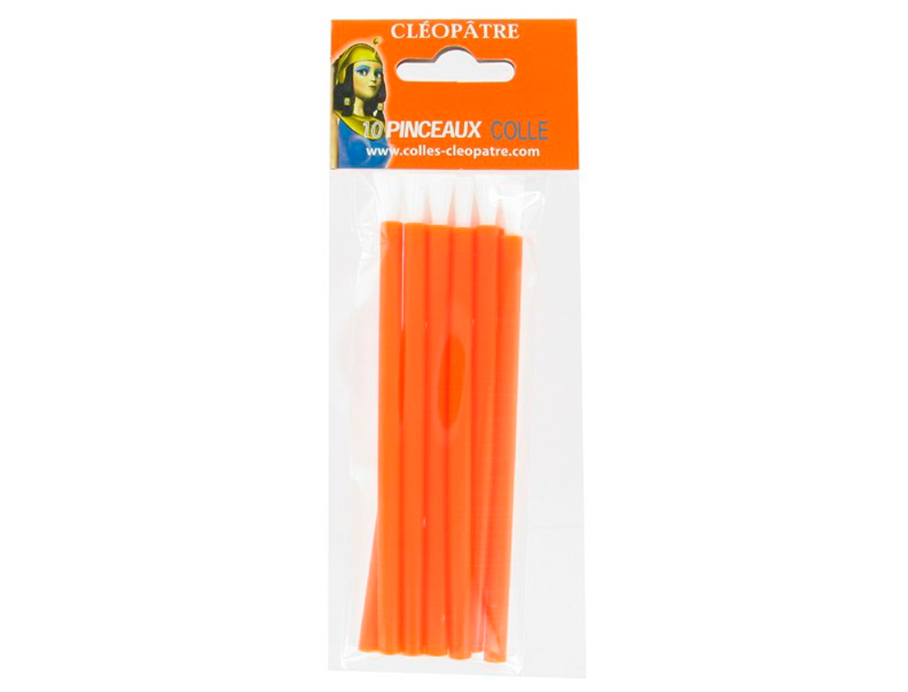 PINCEAU CLÉOPÂTRE SPÉCIAL COLLE MANCHE PLASTIQUE POUR LAVAGE FACILE POILS DURS LOT 10 UNITÉS
