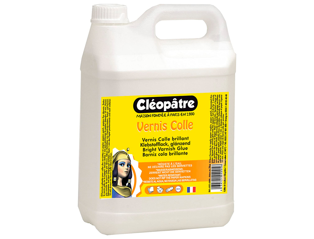 VERNIS COLLE CLÉOPÂTRE DÉCORATEUR RÉSISTE À L'EAU ET RAYURES FINITION BRILLANTE 5L