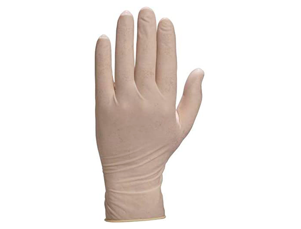 GANT JETABLE DELTAPLUS LATEX POUDRÉ AQL 1.5 COMPATIBLE ALIMENTAIRE COLORIS NATUREL TAILLE 6/7 BOÎTE 100 UNITÉS