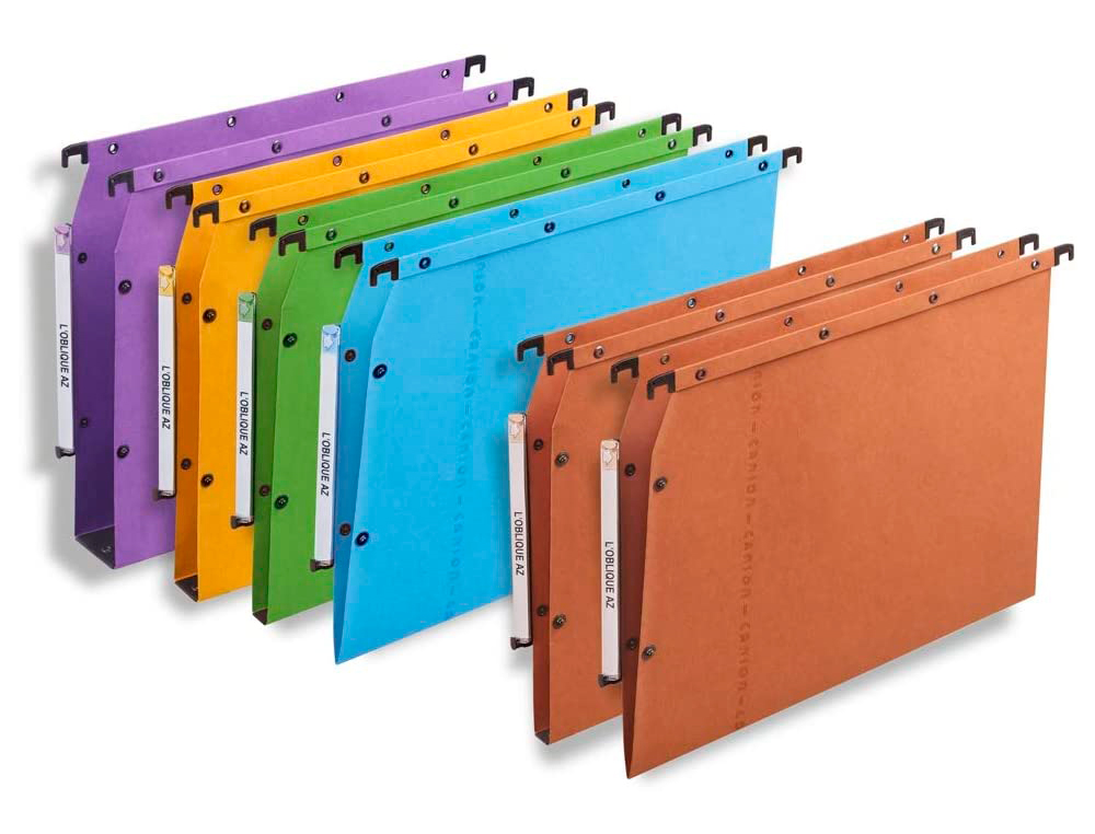 DOSSIER SUSPENDU L'OBLIQUE CARTE CANSON KRAFT ORANGE 240G TIROIR ENTRAXE 330MM H250MM FOND 15/30 BARETTE ACIER PACK 10U