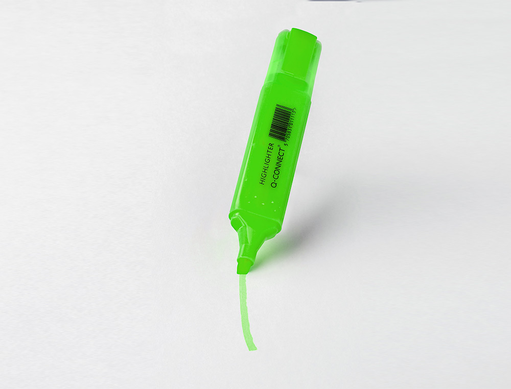 SURLIGNEUR Q-CONNECT TRAC 2/5 MM POINTE BISEAUTE COULEURS CLATANTES VERT