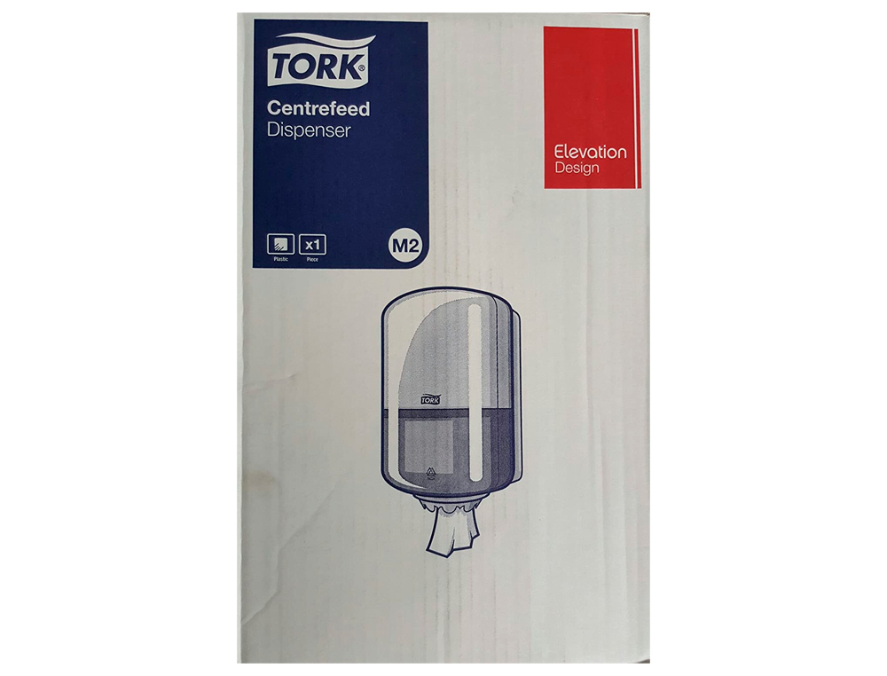 DISTRIBUTEUR ESSUIE-MAINS TORK M2 DÉVIDAGE CENTRAL BOBINE ABS ANTICHOC RECYCLABLE FENÊTRE VISUALISATION CLEF BLANC