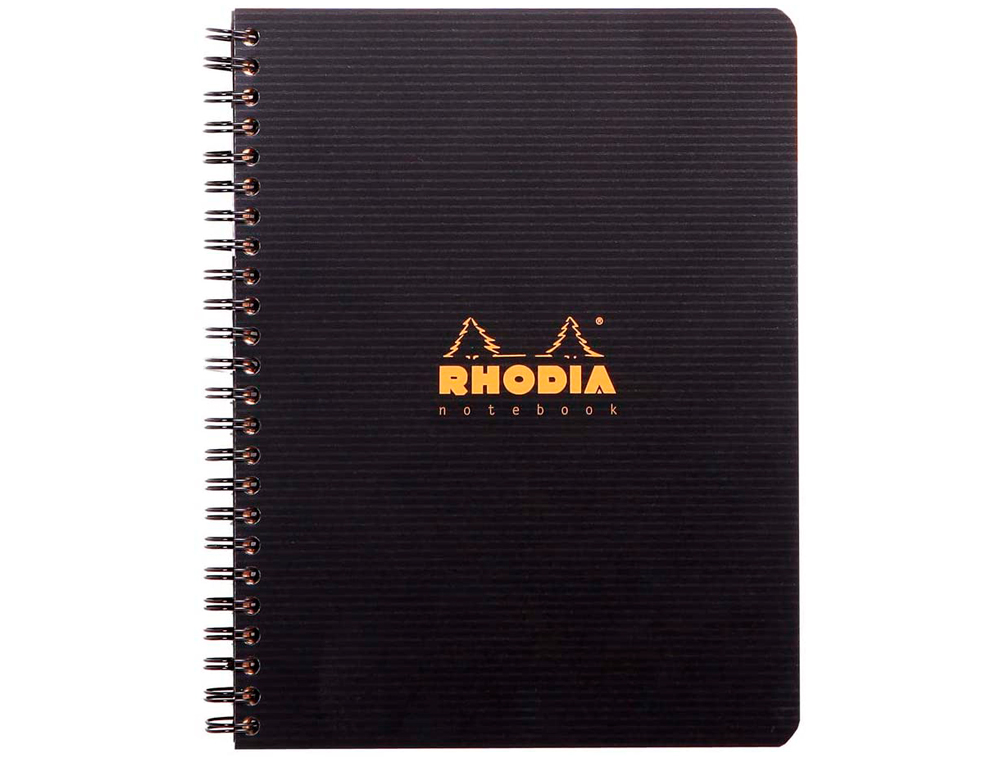 CAHIER RHODIACTIVE NOTEBOOK RELIURE INTÉGRALE NOIRE COUVERTURE PP A5+ 16X21CM 160 PAGES 90G 5X5MM MICROPERFORÉ