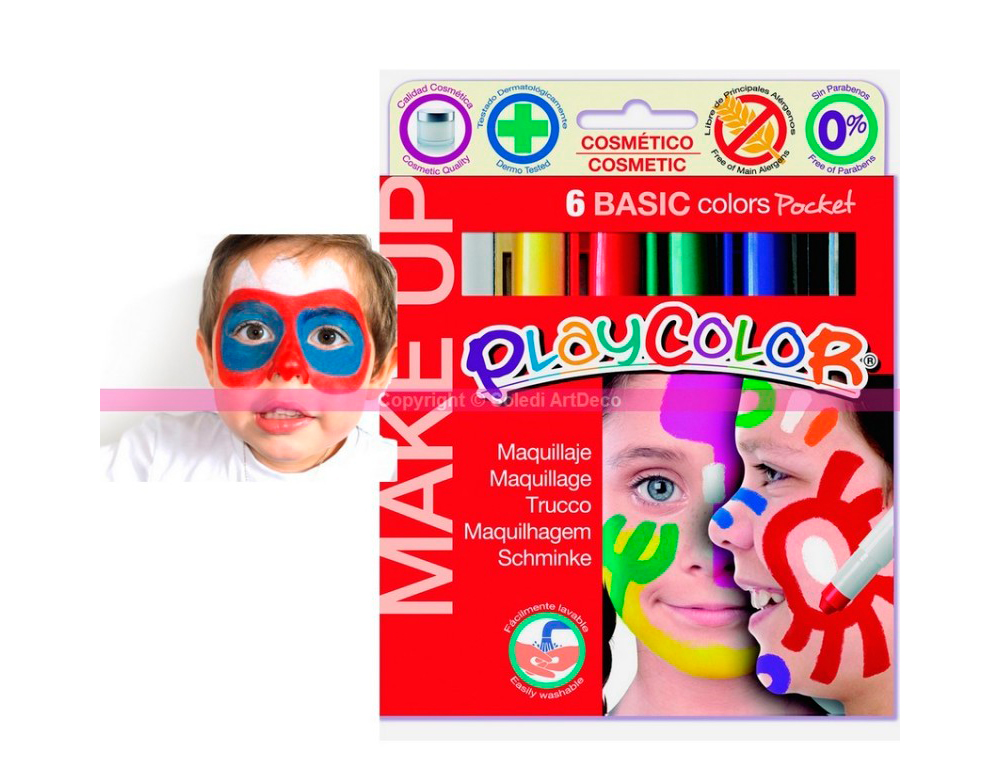 STICK MAQUILLAGE DTM POCKET BASIC HYPOALLERGÉNIQUE SANS PARABÈNE NETTOYAGE EAU COLORIS ASSORTIS BOÎTE 6 UNITÉS