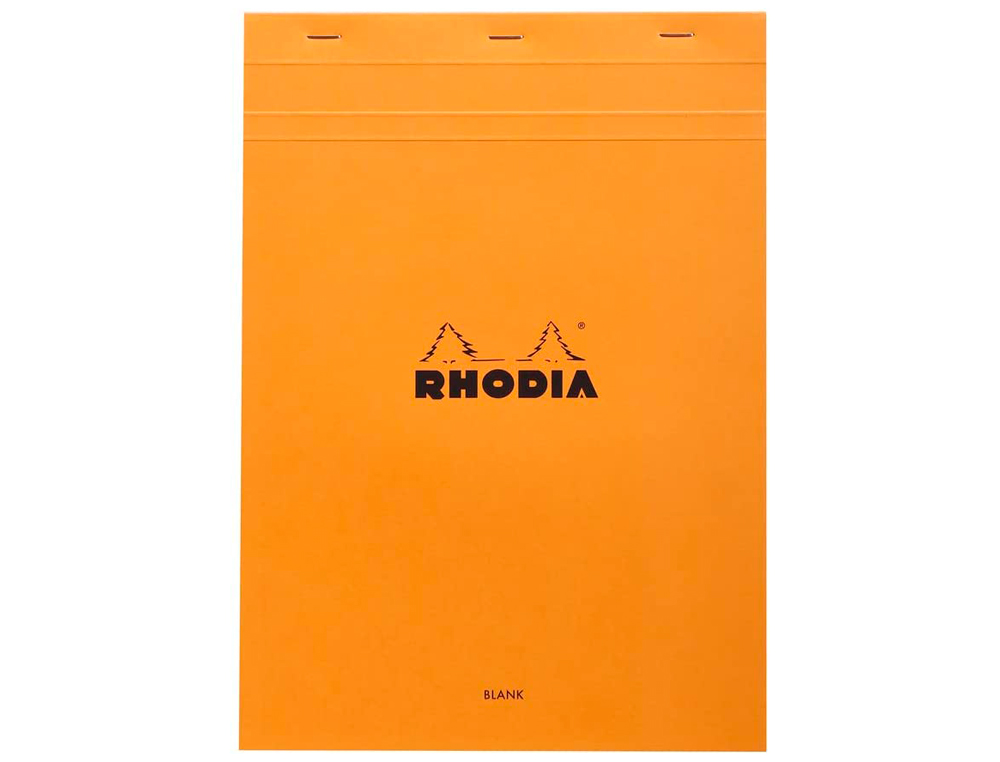 BLOC BUREAU RHODIA A4+ PAPIER VÉLIN SURFIN COUVERTURE ENDUITE ENVELOPPANTE 210X297MM 80F DÉTACHABLES 80G ORANGE