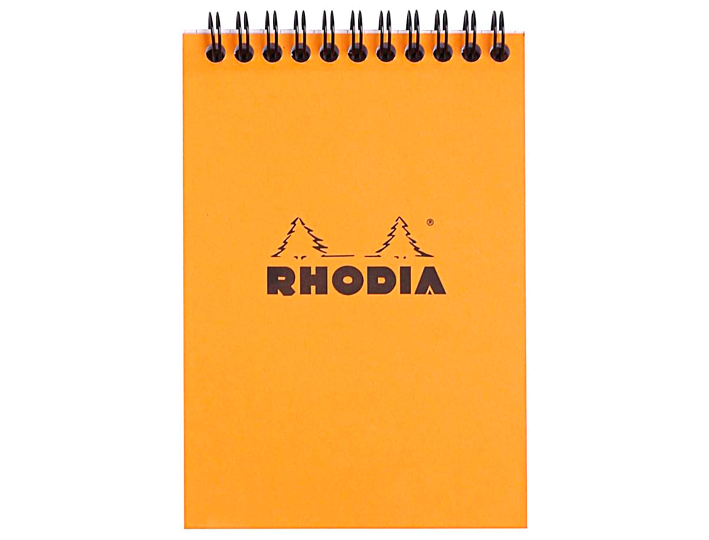 BLOC RHODIA CLASSIC ORANGE A6 10.5X14.8CM COUVERTURE CARTE ENDUITE RELIURE INTÉGRALE 80F 80G 5X5MM MICROPERFORÉ