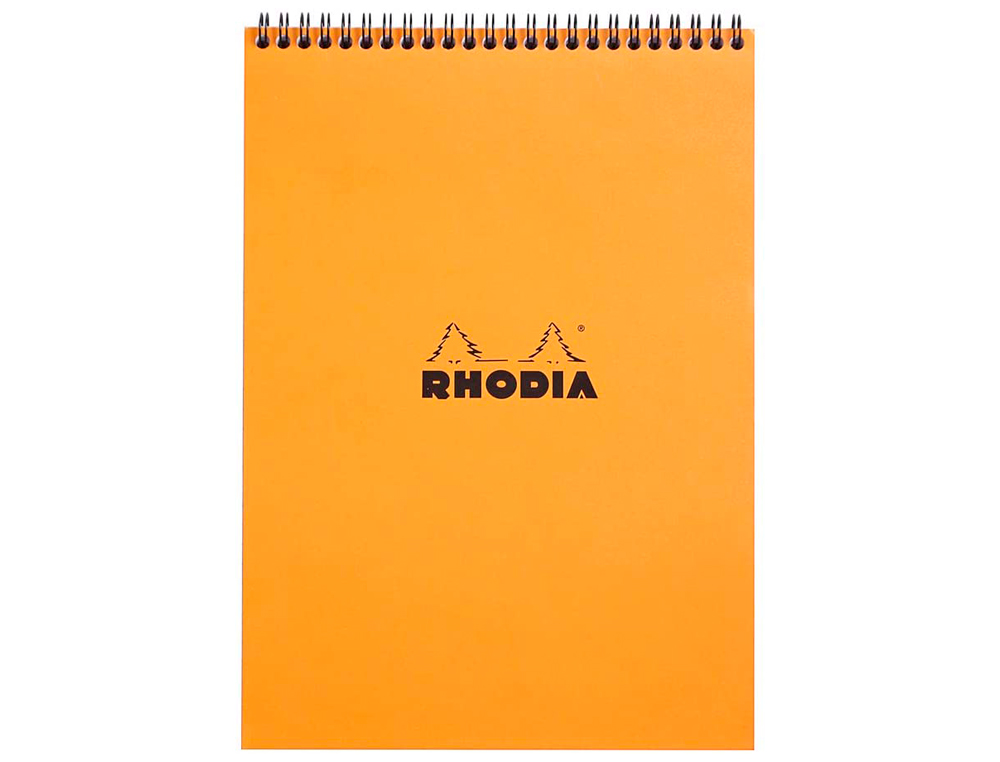 BLOC RHODIA CLASSIC ORANGE A4 21X29.7CM COUVERTURE CARTE ENDUITE RELIURE INTÉGRALE 80F 80G 5X5MM MICROPERFORÉ