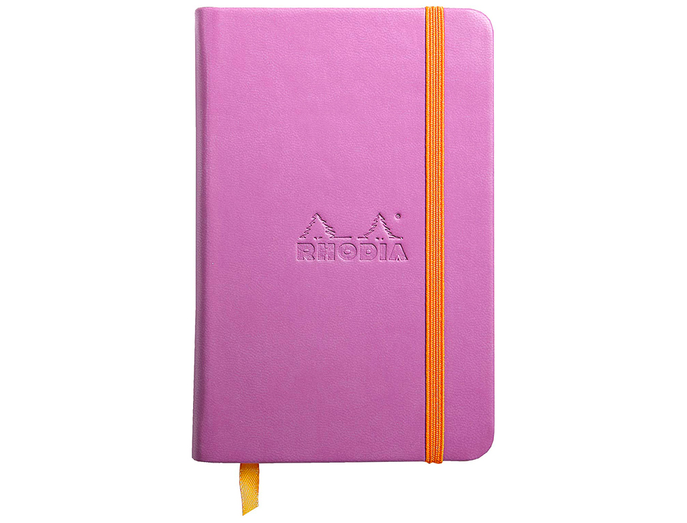 CARNET RHODIA WEBNOTEBOOK A6 9X14CM COUVERTURE SIMILI CUIR LILAS 192 PAGES 90G LIGN LASTIQUE MARQUE-PAGE ORANGE