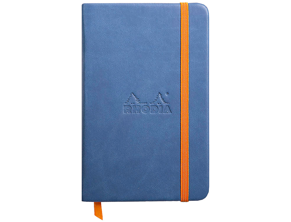 CARNET RHODIA WEBNOTEBOOK A6 9X14CM COUVERTURE SIMILI CUIR SAPHIR 192 PAGES 90G UNI ÉLASTIQUE MARQUE-PAGE ORANGE