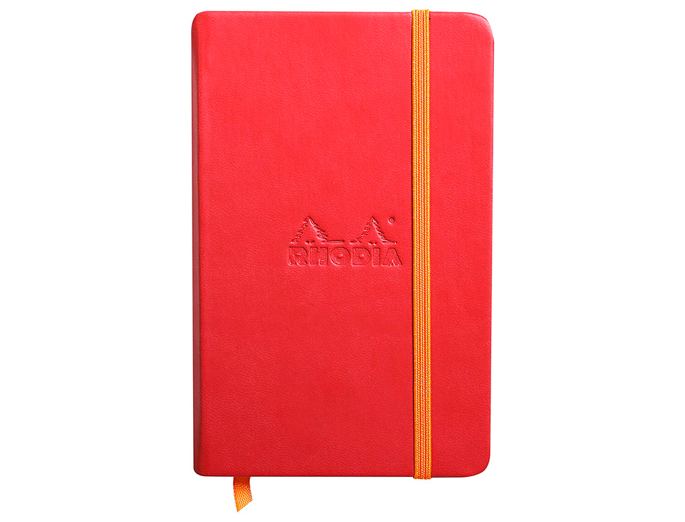 CARNET RHODIA WEBNOTEBOOK A6 9X14CM COUVERTURE SIMILI CUIR COQUELICOT 192 PAGES 90G UNI LASTIQUE MARQUE-PAGE ORANGE