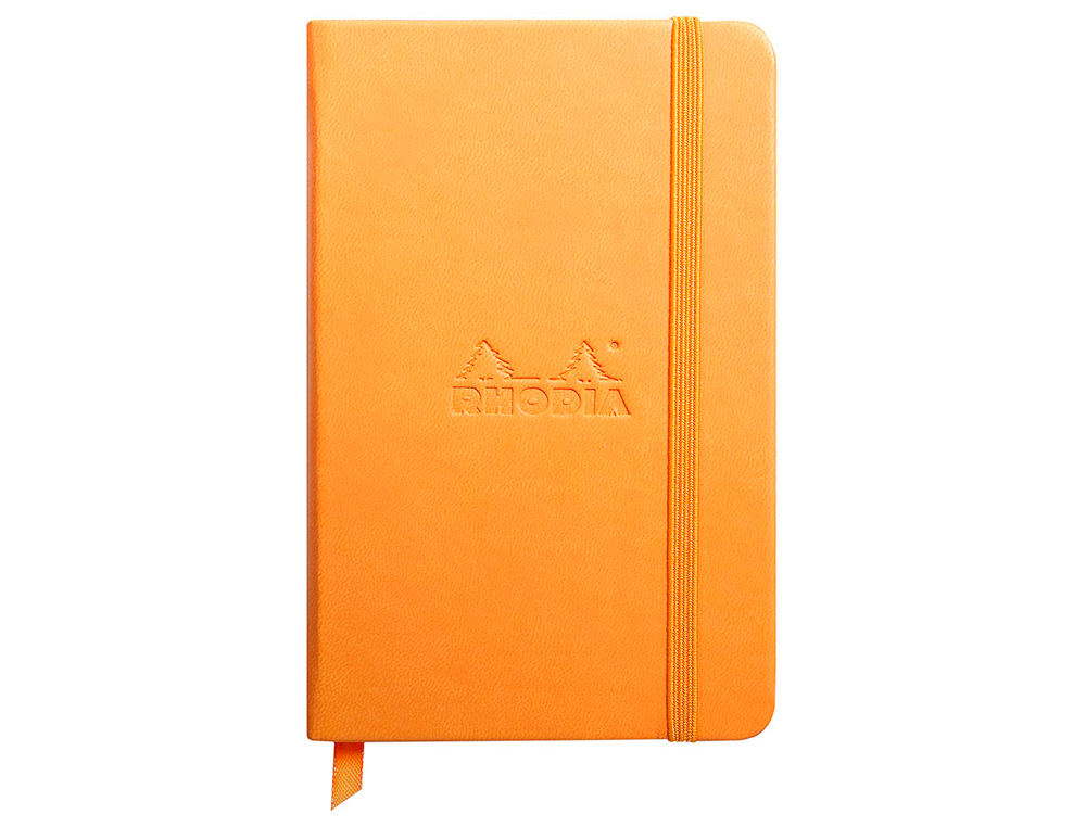 CARNET RHODIA WEBNOTEBOOK A6 9X14CM COUVERTURE SIMILI CUIR ORANGE 192 PAGES 90G UNI ÉLASTIQUE MARQUE-PAGE ORANGE
