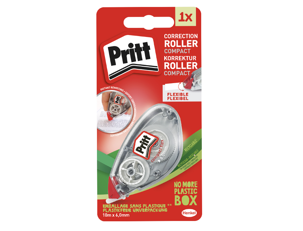 CORRECTEUR PRITT COMPACT DVIDOIR RUBAN 6MMX10M 1 LIGNE APPLICATION FRONTALE RCRITURE IMMDIATE PROTECTION EMBOUT