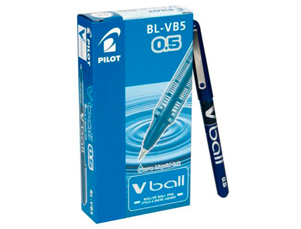 ROLLER PILOT VBALL 5 ÉCRITURE FINE 0.3MM ENCRE LIQUIDE NIVEAU VISIBLE RÉGULATEUR DÉBIT CLIP MÉTAL COLORIS BLEU