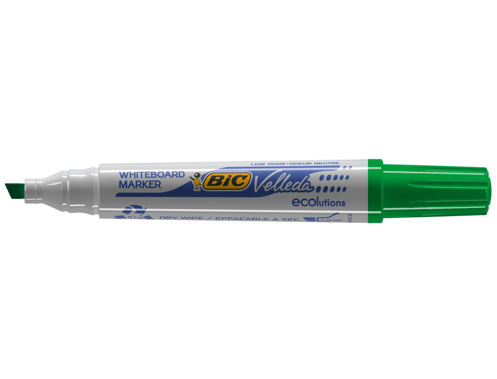 MARQUEUR BIC VELLEDA 1751 EFFAÇABLE POINTE BISEAUTÉE TRACÉ 2/5MM ENCRE BASE ALCOOL INODORE CORPS PLASTIQUE VERT