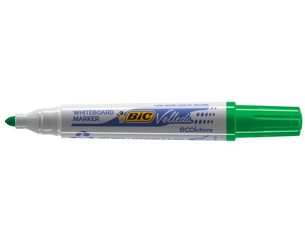 MARQUEUR BIC VELLEDA 1701 EFFAÇABLE POINTE OGIVE TRACÉ 1.5MM ENCRE BASE ALCOOL INODORE CORPS PLASTIQUE VERT