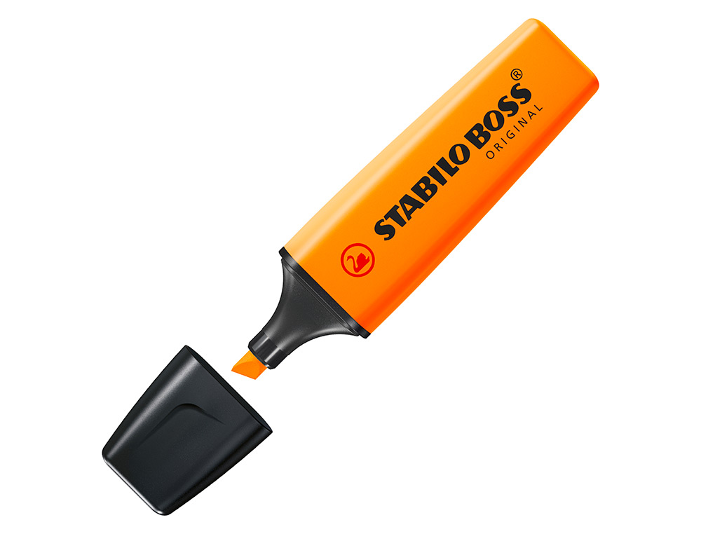 SURLIGNEUR STABILO BOSS TRACÉ 2/5MM POINTE BISEAUTÉE ENCRE UNIVERSELLE BASE EAU RÉSISTANTE LUMIÈRE COLORIS ORANGE