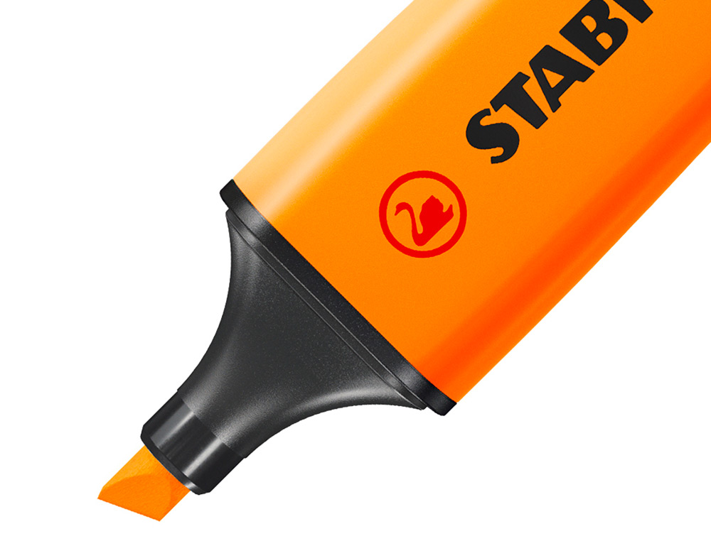 SURLIGNEUR STABILO BOSS TRACÉ 2/5MM POINTE BISEAUTÉE ENCRE UNIVERSELLE BASE EAU RÉSISTANTE LUMIÈRE COLORIS ORANGE