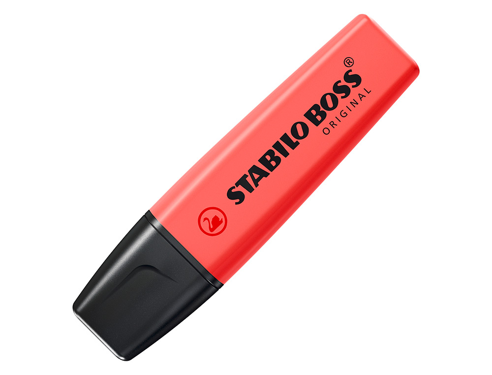SURLIGNEUR STABILO BOSS TRACÉ 2/5MM POINTE BISEAUTÉE ENCRE UNIVERSELLE BASE EAU RÉSISTANTE LUMIÈRE COLORIS ROUGE