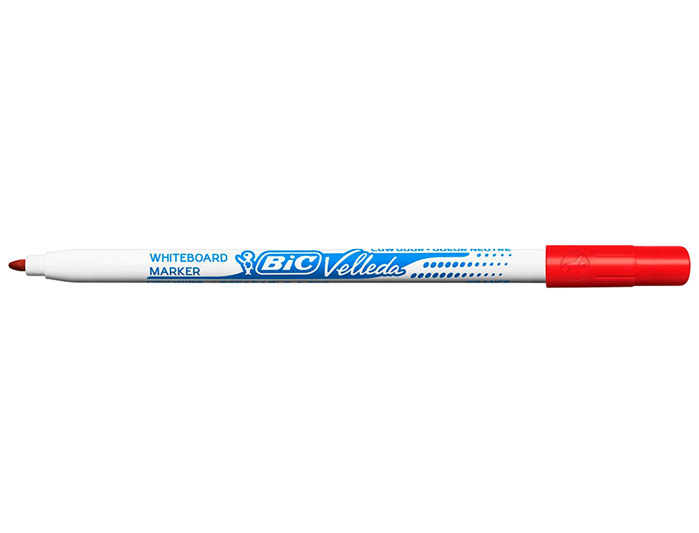 MARQUEUR BIC VELLEDA 1721 EFFAÇABLE POINTE OGIVE 1MM ENCRE ALCOOL SANS ODEUR CORPS PLASTIQUE ROUGE