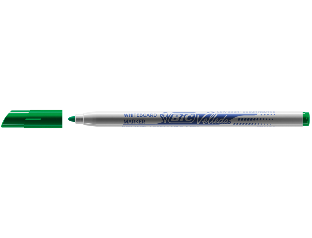 MARQUEUR BIC VELLEDA 1721 EFFAÇABLE POINTE OGIVE 1MM ENCRE ALCOOL SANS ODEUR CORPS PLASTIQUE VERT
