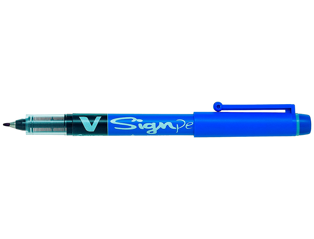 STYLO-FEUTRE PILOT V SIGN PEN CRITURE MOYENNE 0.6MM POINTE FIBRE POLYESTER ENCRE INTENSE LIQUIDE NIVEAU VISIBLE BLEU