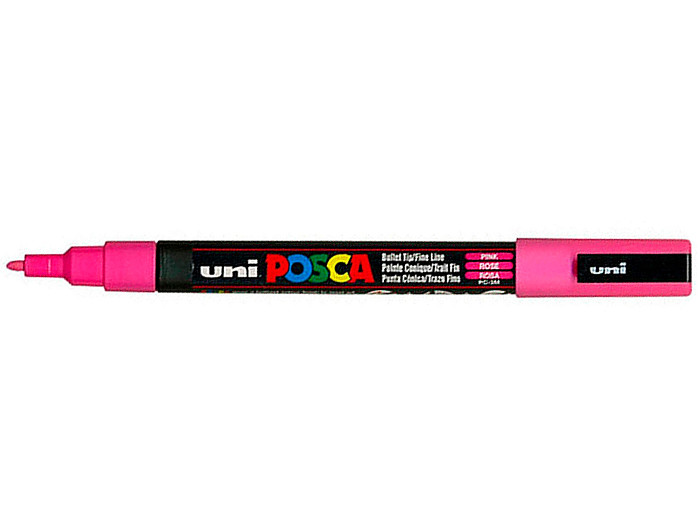 MARQUEUR POSCA PC3M GOUACHE ENCRE INODORE TOUTES SURFACES POINTE FINE CONIQUE COULEUR OPAQUE COUVRANTE ROSE