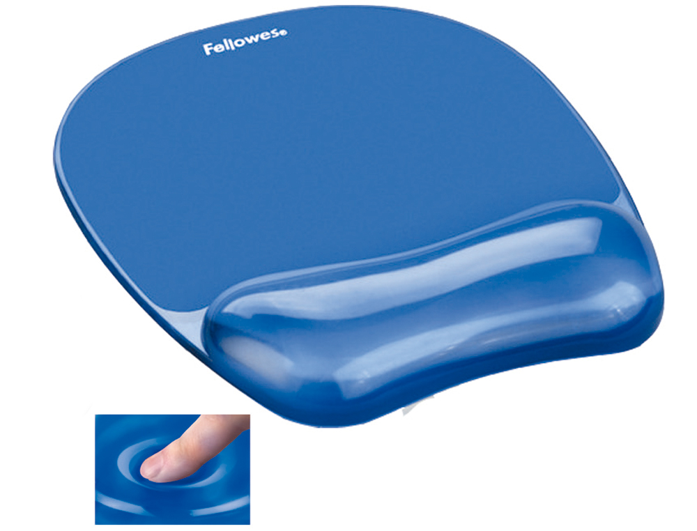 TAPIS SOURIS FELLOWES REPOSE-POIGNET GEL TRANSPARENT BLEU ADAPT SOURIS OPTIQUES
