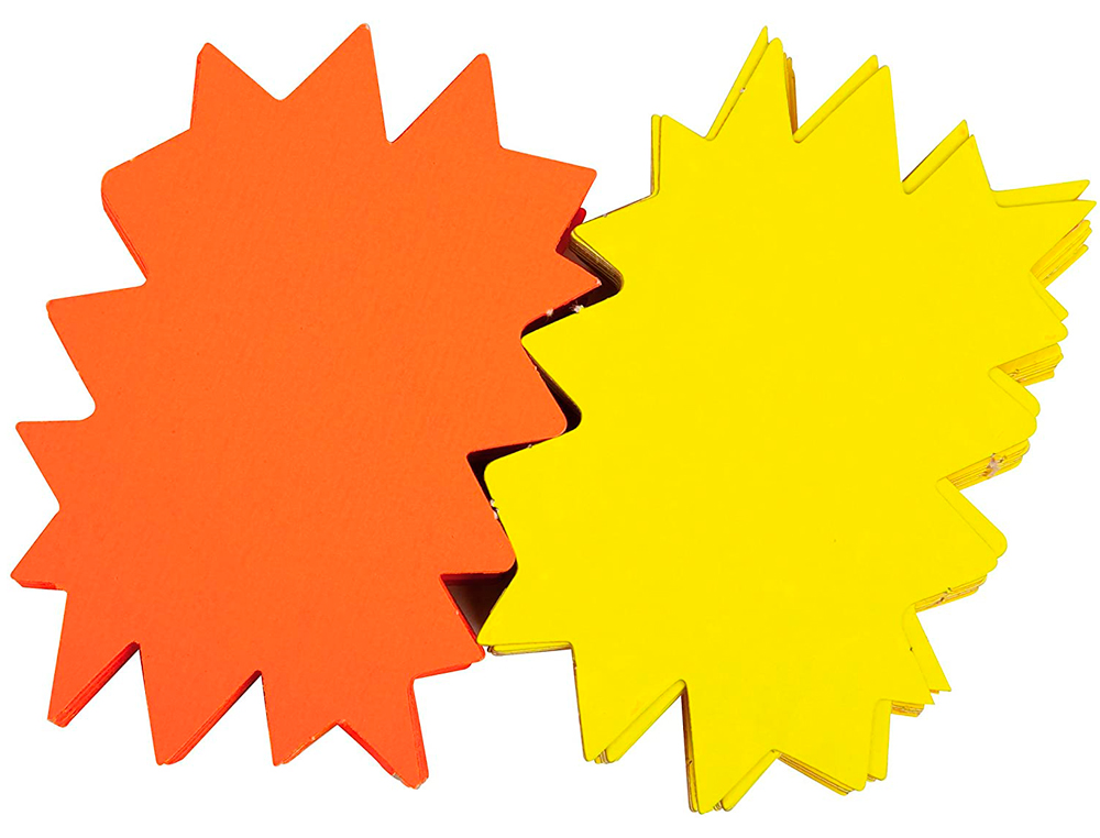 TIQUETTE AFFICHAGE APLI AGIPA CLAT NON EFFAABLE 120X160MM CARTON FLUO 780G ASSORTIMENT JAUNE/ORANGE LOT 50 UNITS
