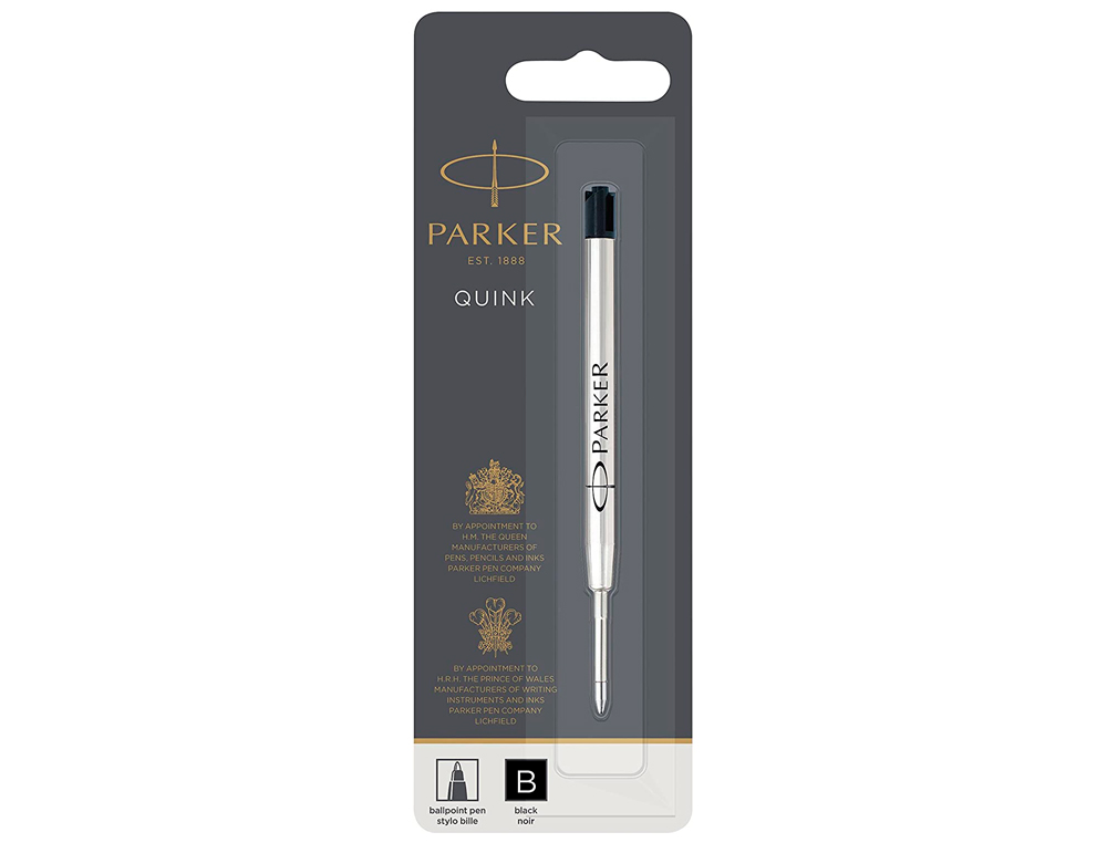 RECHARGE PARKER STYLO-BILLE MÉTAL POINTE LARGE COLORIS NOIR