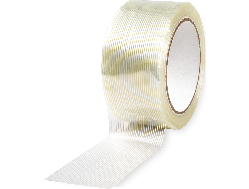 RUBAN ADHESIF ARME Q-CONNECT IMPERMEABLE FILS POLYESTER POUR RENFORCER EMBALLAGES PRODUITS TRES LOURDS 50MMX50M