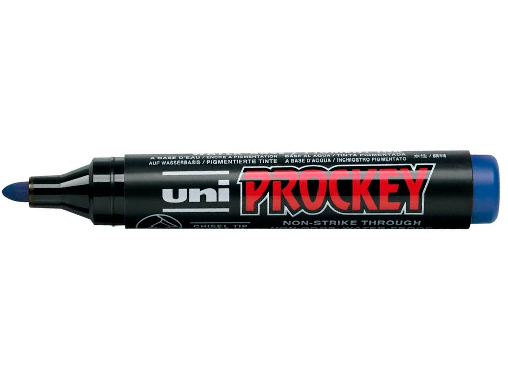 MARQUEUR UNIBALL UNI PROCKEY PERMANENT POINTE OGIVE TRAC 1.8MM ENCRE SANS ALCOOL CORPS PLASTIQUE COLORIS BLEU