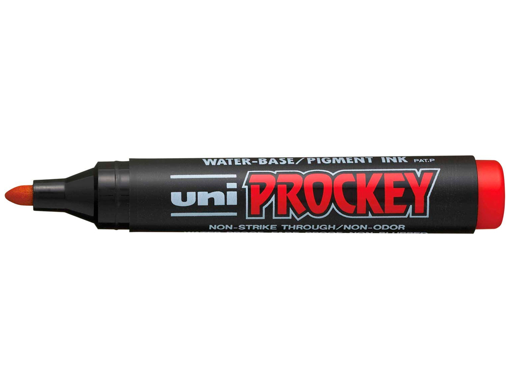 MARQUEUR UNIBALL UNI PROCKEY PERMANENT POINTE OGIVE TRAC 1.8MM ENCRE SANS ALCOOL CORPS PLASTIQUE COLORIS ROUGE