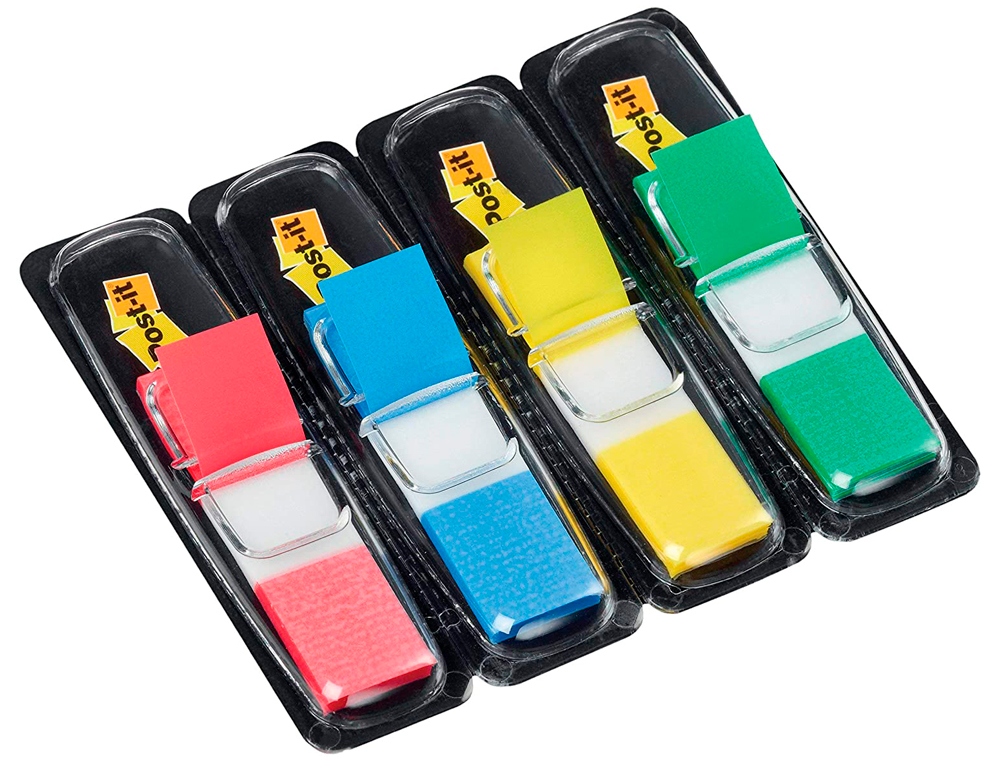 MARQUE-PAGES POST-IT INDEX FLÈCHES 12X44MM 96F COLORIS CLASSIQUES BLEU JAUNE ROUGE VERT LOT 4X24 UNITÉS