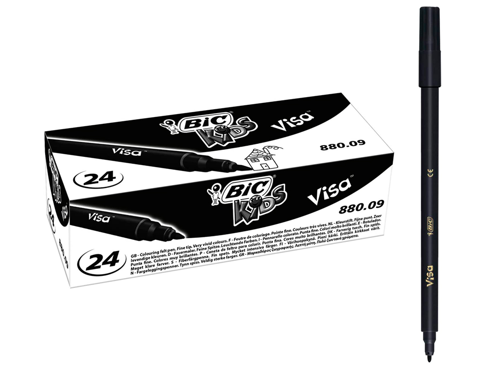 FEUTRE BIC KIDS VISA COLORIAGE ENCRE LAVABLE CAPUCHON VENTILÉ POINTE BLOQUÉE ULTRA-RÉSISTANTE COULEUR NOIR