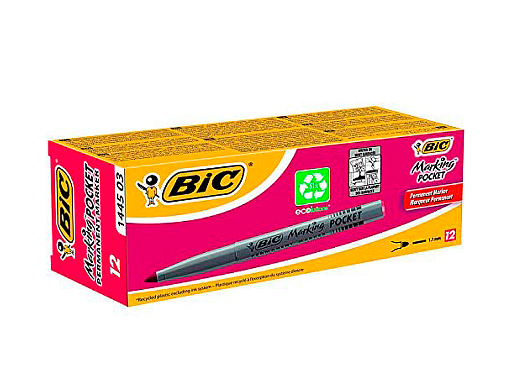 MARQUEUR BIC PERMANENT MARKING 1445 TRACÉ 1MM ENCRE BASE ALCOOL INODORE CORPS PLASTIQUE MULTIUSAGE COLORIS ROUGE
