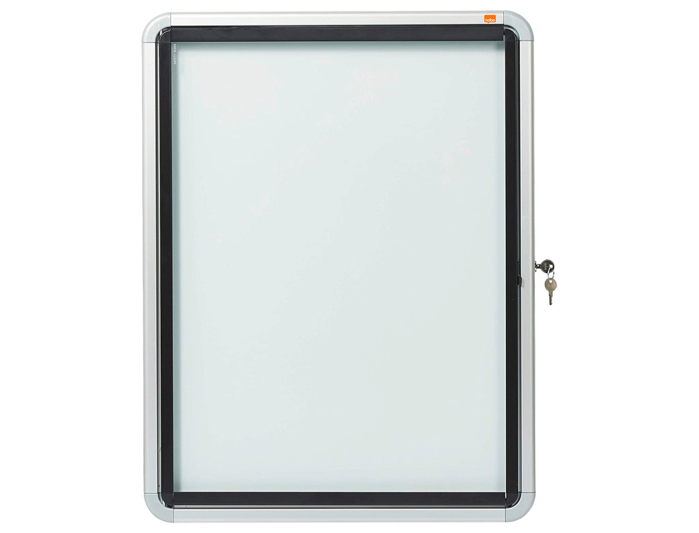 VITRINE AFFICHAGE NOBO EXTÉRIEUR FOND MÉTAL MAGNÉTIQUE FAÇADE VERRE SERRURE 4 FEUILLES A4 59,5X67X4,5CM