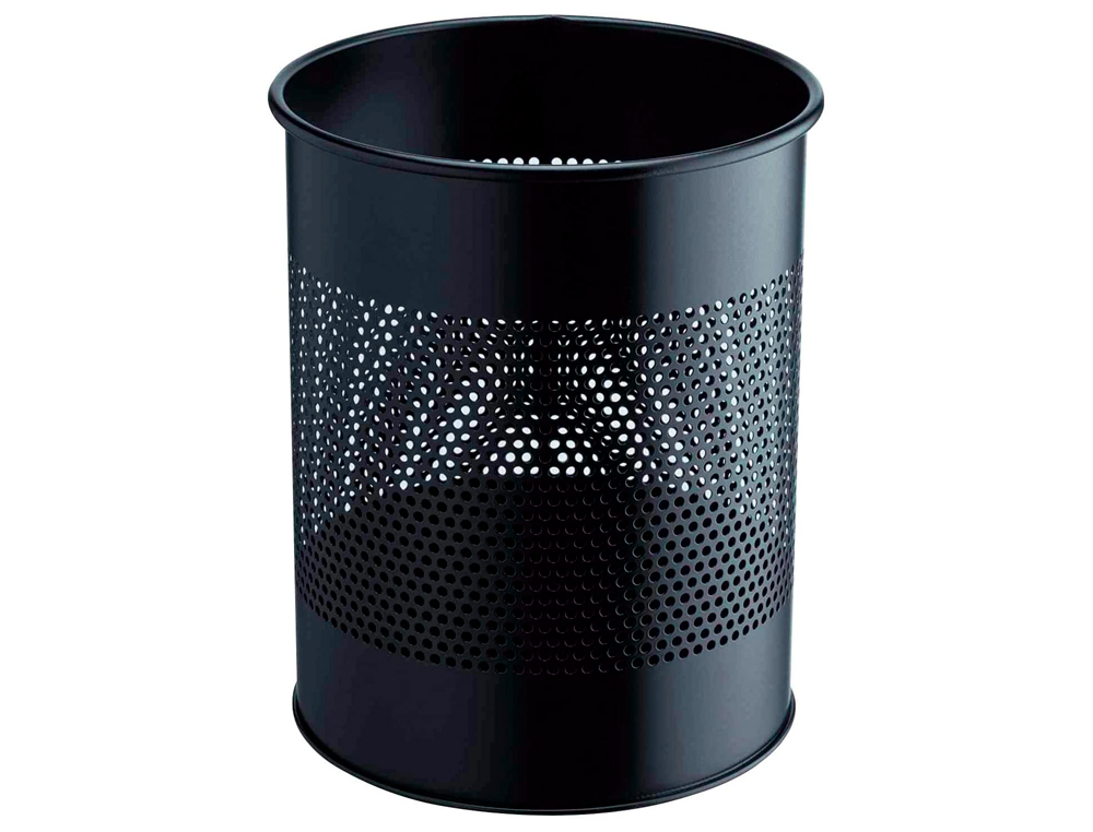 CORBEILLE  PAPIER DURABLE MTAL ACIER REVTEMENT POXY POLYESTER 15L HAUTEUR 315MM DIAMTRE 260MM COLORIS NOIR AJOUR