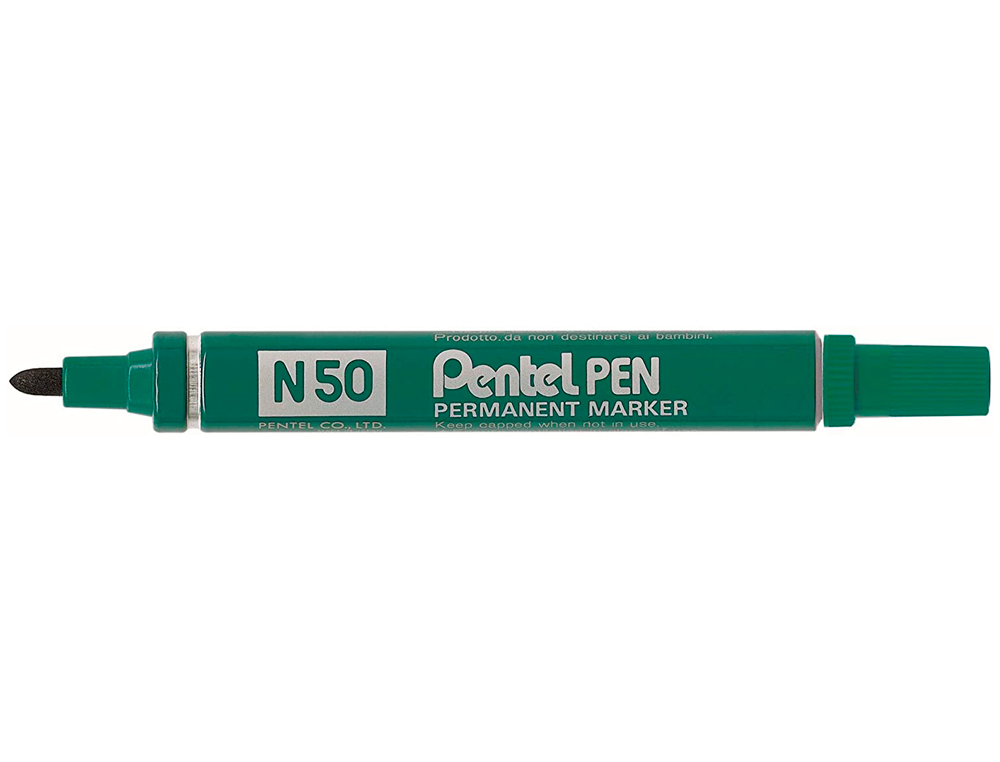 MARQUEUR PENTEL N50 PERMANENT POINTE OGIVE 4.3MM ENCRE À SOLVANT INDÉLÉBILE TOUS SUPPORTS CORPS MÉTAL VERT